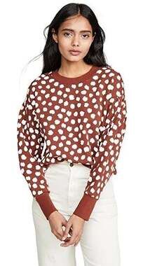 Madewell Pleat-Sleeve Sweatshirt in Leopard Dot